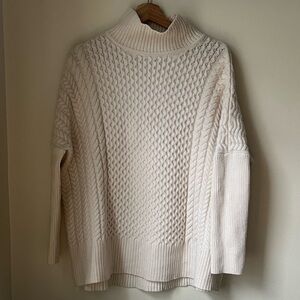 AYR Cream Beige Turtleneck 100% Wool Sweater Free People Anthropologie Small